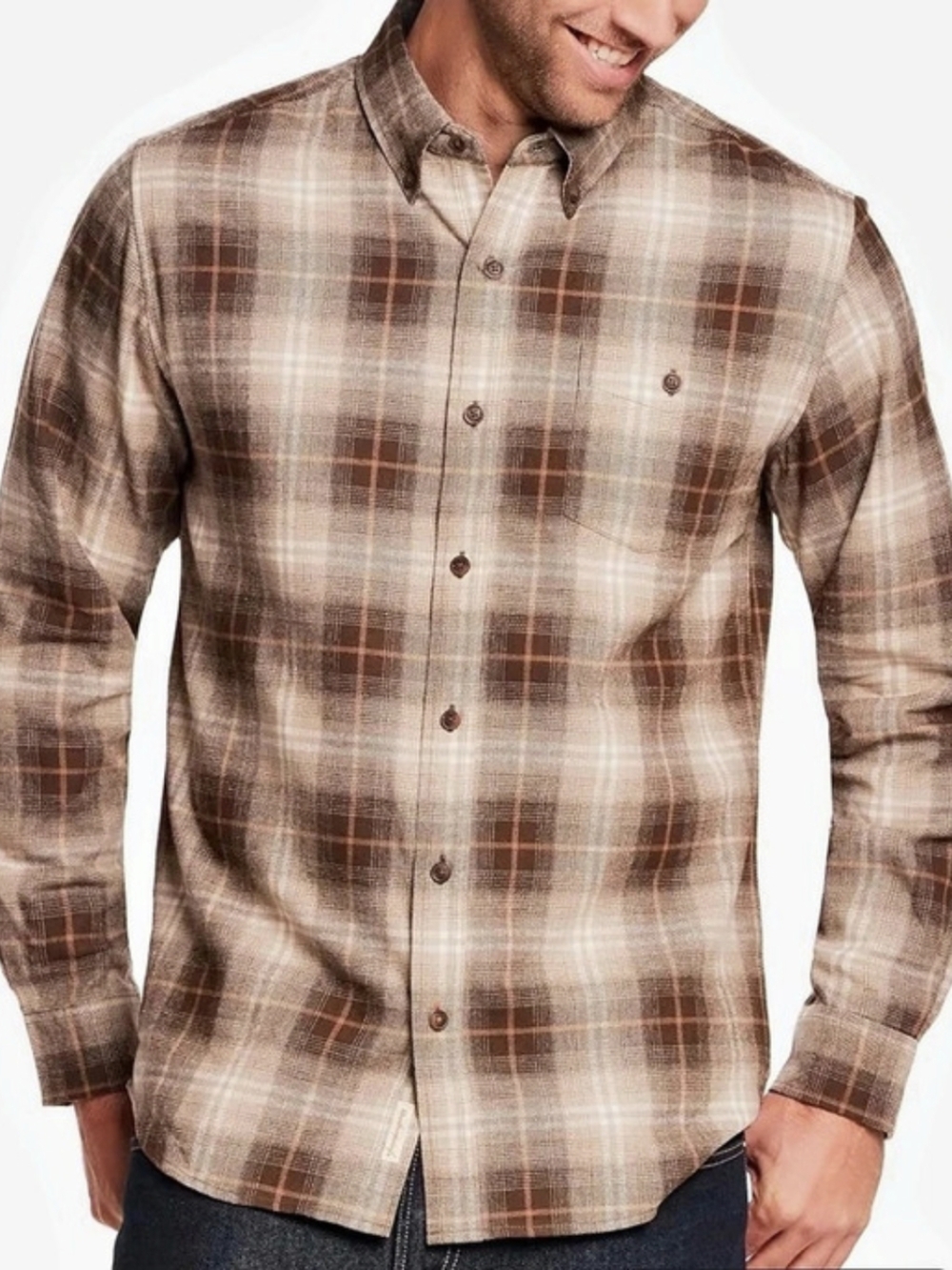 Weatherproof Vintage Plaid Shirt Brown & Cream Size Small NWT